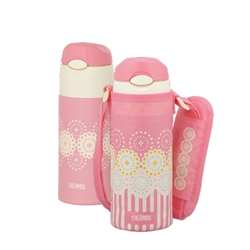 【THERMOS膳魔師】保冷瓶粉色花_fhl-400f系列_400ml